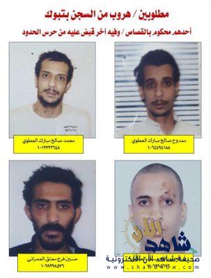 هروب أربعة من نزلاء سجن تبوك و الأجهزة الأمنية تكثف عمليات البحث.. “وهذه صورهم