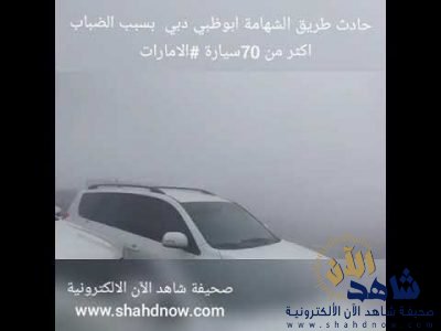 حادث مروع على طريق الشهامة ابوظبي-دبي بسبب الضباب ٧٠ سيارة