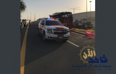 وفاة 15 راكبا في حادث باص على شارع الشيخ محمد بن زايد