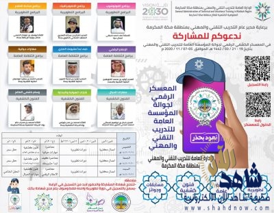 “تقني مكة” ينظم المعسكر الكشفي الرقمي لجوالة المؤسسة العامة للتدريب التقني والمهني