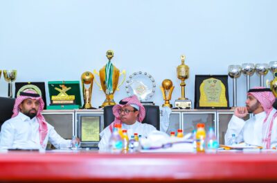 رئيس هجر يستقبل المدير التنفيذي لدوري FDL ومدير المشاريع والعلاقات ومدير الفعاليات