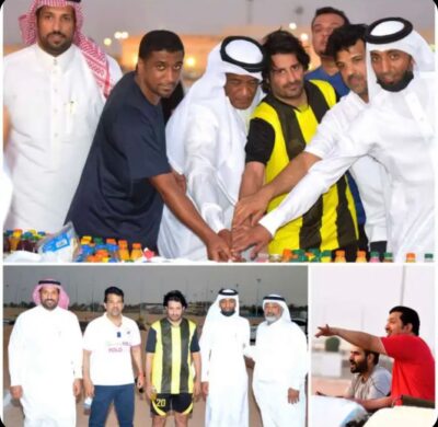 العميد يحتفي برئيس رابطة فرق الاحياء خلال مناورة نجوم الاحساء