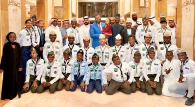 وفد دبلوماسي افريقي يزور مقر جمعية مراكز الاحياء ويطلع على اعمال فرقة كشافة شباب مكة 