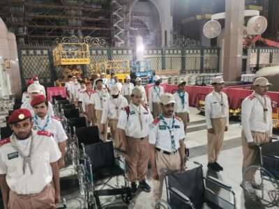 180 كشافا ومرشدة وقائدا وقائدة في مركز إيثار للأعمال التطوعية يشاركون في خدمة مرتادي المسجد النبوي ومسجد قباء