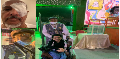 خياط في فترة نقاهة بعد إجراء عملية جراحية في العين