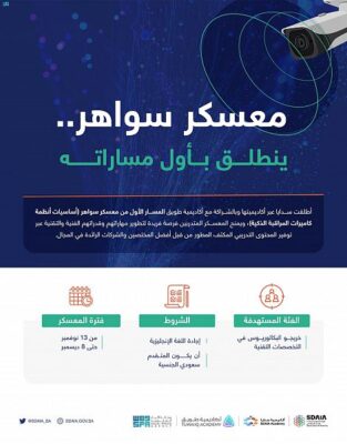 (سدايا) تطلق (معسكر سواهر) لبناء قدرات وطنية واعدة في مجال أنظمة كاميرات المراقبة الذكية