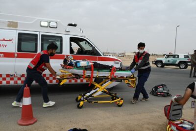 هلال عسير ينفذ فرضية حادث مروري ببيشه