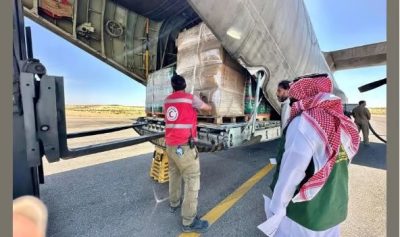 وصول الطائرة الإغاثية السعودية الـ 45 لإغاثة الشعب الفلسطيني في غزة