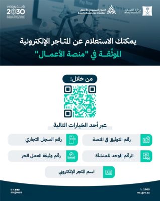 “التجارة”: يمكن الاستعلام عن المتاجر الإلكترونية الموثّقة من خلال المركز السعودي للأعمال