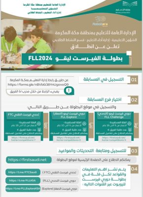 تعليم مكة تطلق مسابقات الأولمبياد الوطني للروبوت بطولة الفيرست ليقو FLL 2024