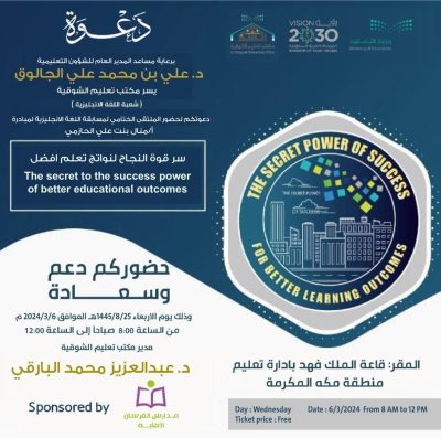 مكتب الشوقية بتعليم مكة يختتم فعاليات مبادرة اللغة الإنجليزية “سر قوة النجاح لنواتج تعلم أفضل”