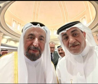 الزميل الاعلامي زهير الغزال يلتقي بحاكم الشارقة الشيخ الدكتور سلطان بن محمد القاسمي من خلال مهرجان الشارقة للشعر العربي